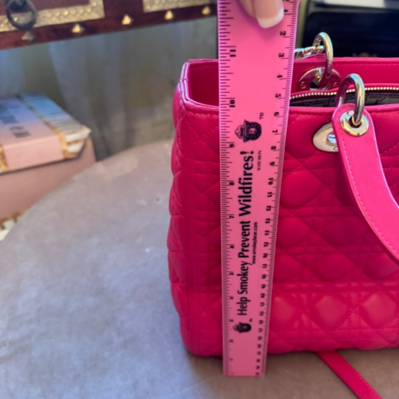 AUTHENTIC! *Barbie-Fuscia PINK* CHRISTIAN DIOR Lady Dior Cannage Lambskin - Picture 11 of 16